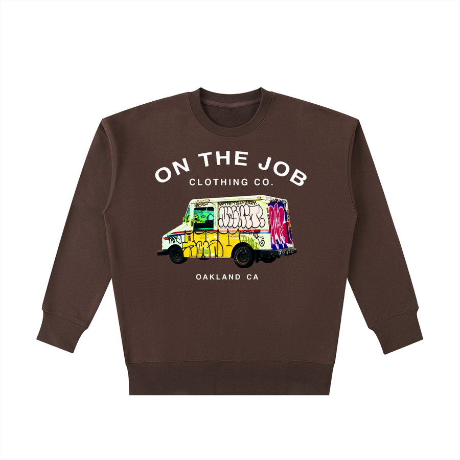 Mail Truck Crewneck 1/2 in Coffee — On The Job Clothing