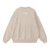 Fruits of Our Labor Snow Wash Sweatshirt in Light Apricot, second view — On The Job Clothing