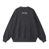 Fruits of Our Labor Snow Wash Sweatshirt in Black, second view — On The Job Clothing