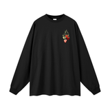 Specimen Long Sleeve in Black, printed with a public-domain botanical fruit watercolour — On The Job Clothing