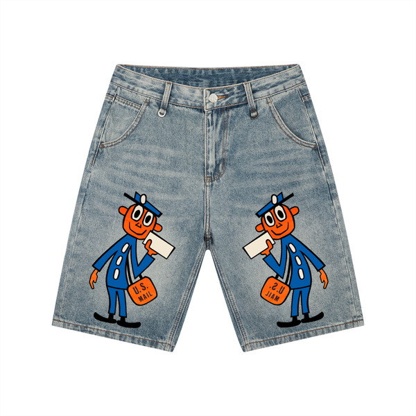 Mr Zip Jorts in Blue — On The Job Clothing