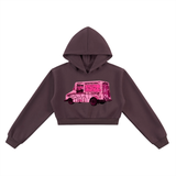 Solo Truck Cropped Hoodie - Women in Dark Reddish Purple — On The Job Clothing