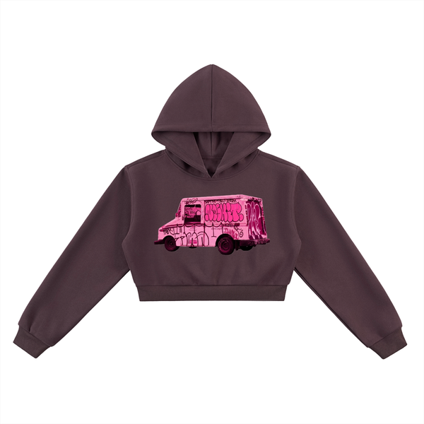 Solo Truck Cropped Hoodie - Women in Dark Reddish Purple — On The Job Clothing