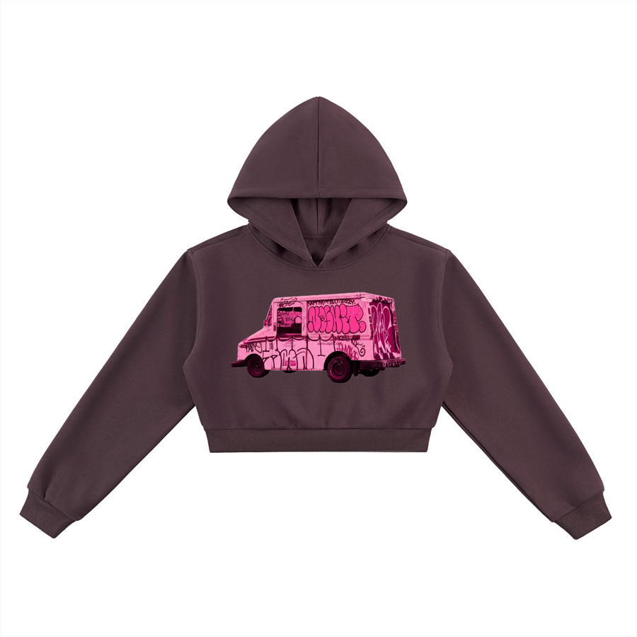Solo Truck Cropped Hoodie - Women in Dark Reddish Purple — On The Job Clothing