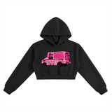 Solo Truck Cropped Hoodie - Women in Black — On The Job Clothing
