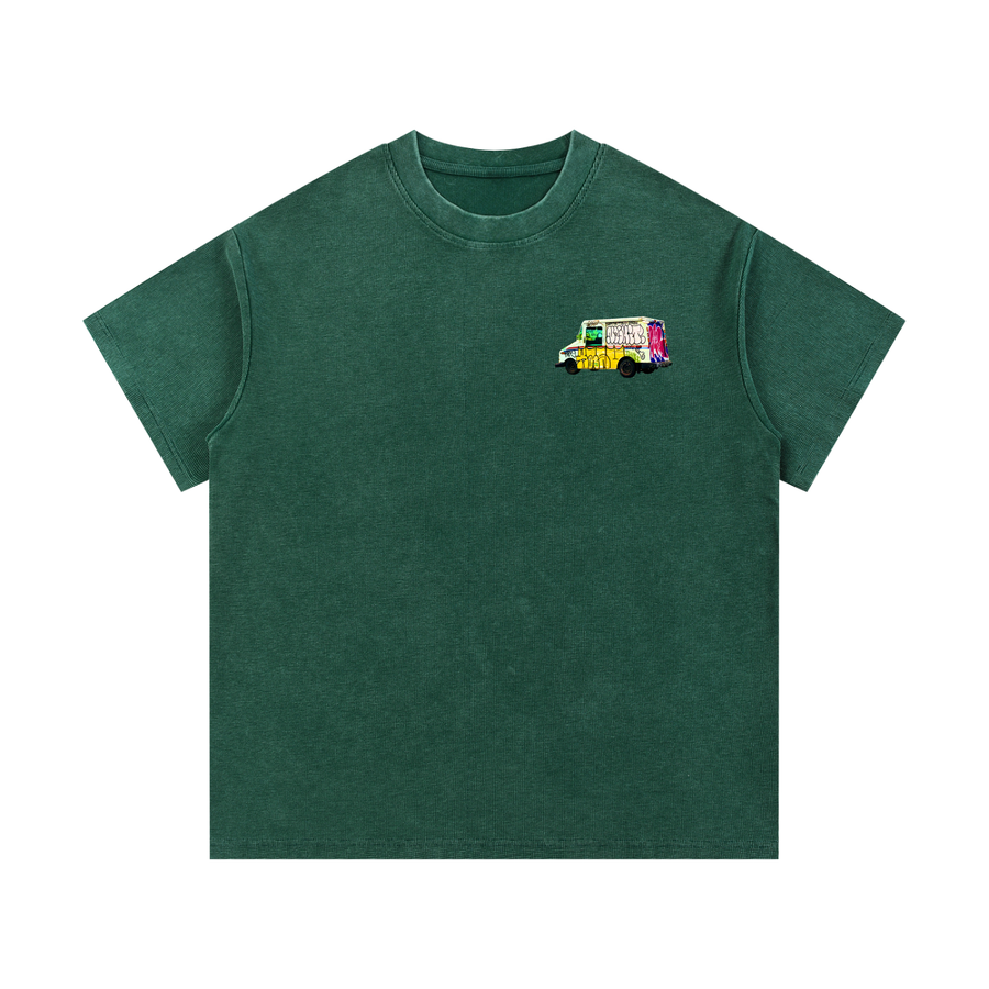 Mail Truck Waffle Knit Tee in Blackish Green — On The Job Clothing
