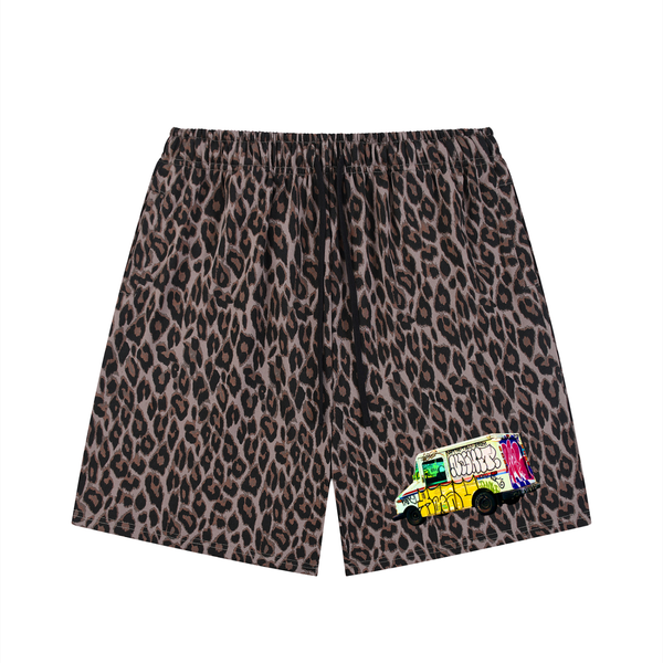 Lil Truck Leopard Shorts in Leopard Light Gray — On The Job Clothing