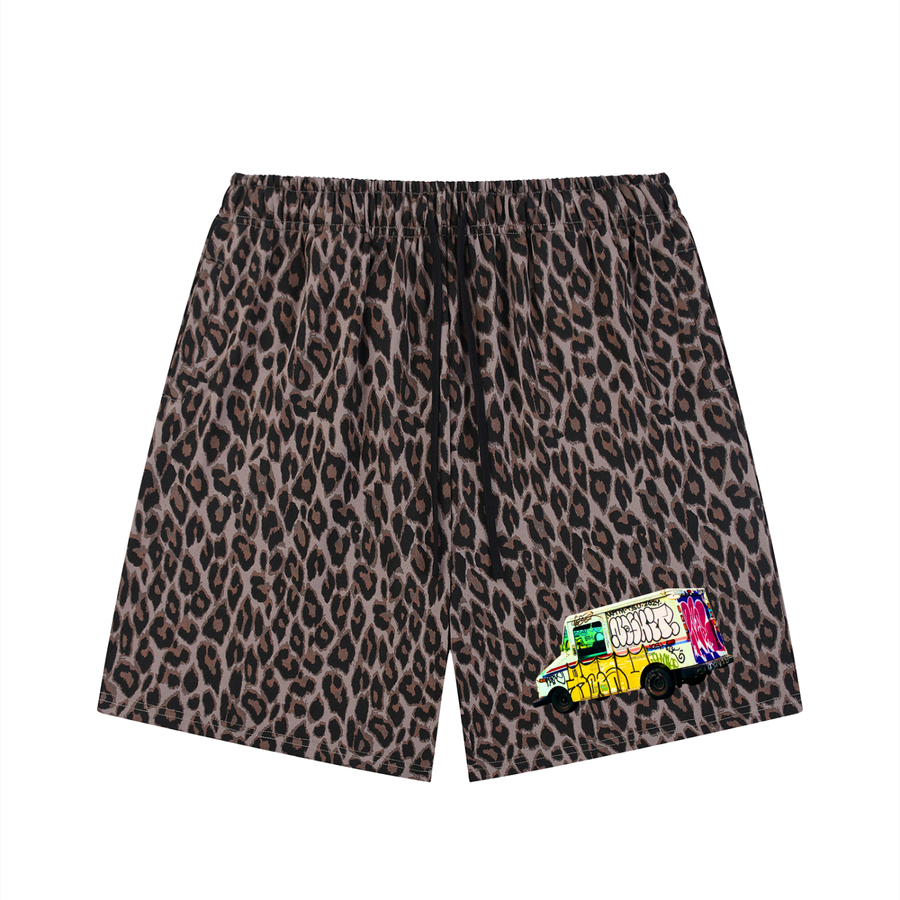 Lil Truck Leopard Shorts in Leopard Light Gray — On The Job Clothing
