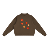 Specimen Mock-Neck Crew in Brown, printed with a public-domain botanical fruit watercolour — On The Job Clothing