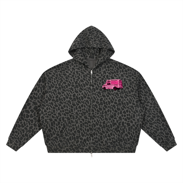 Pink Leopard Zip - Unisex in Leopard Black — On The Job Clothing