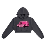 Solo Truck Cropped Hoodie - Women in Charcoal Gray — On The Job Clothing
